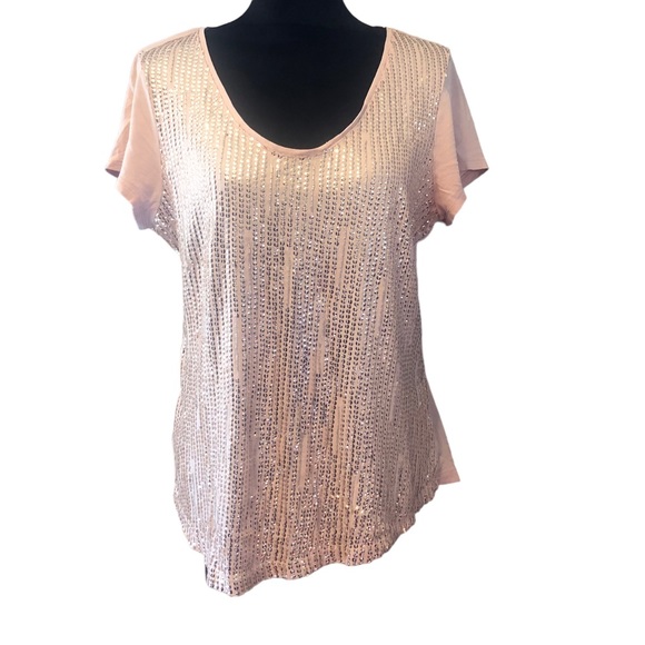Loft Soft Pink Sparkly T-shirt size Large - Picture 11 of 11